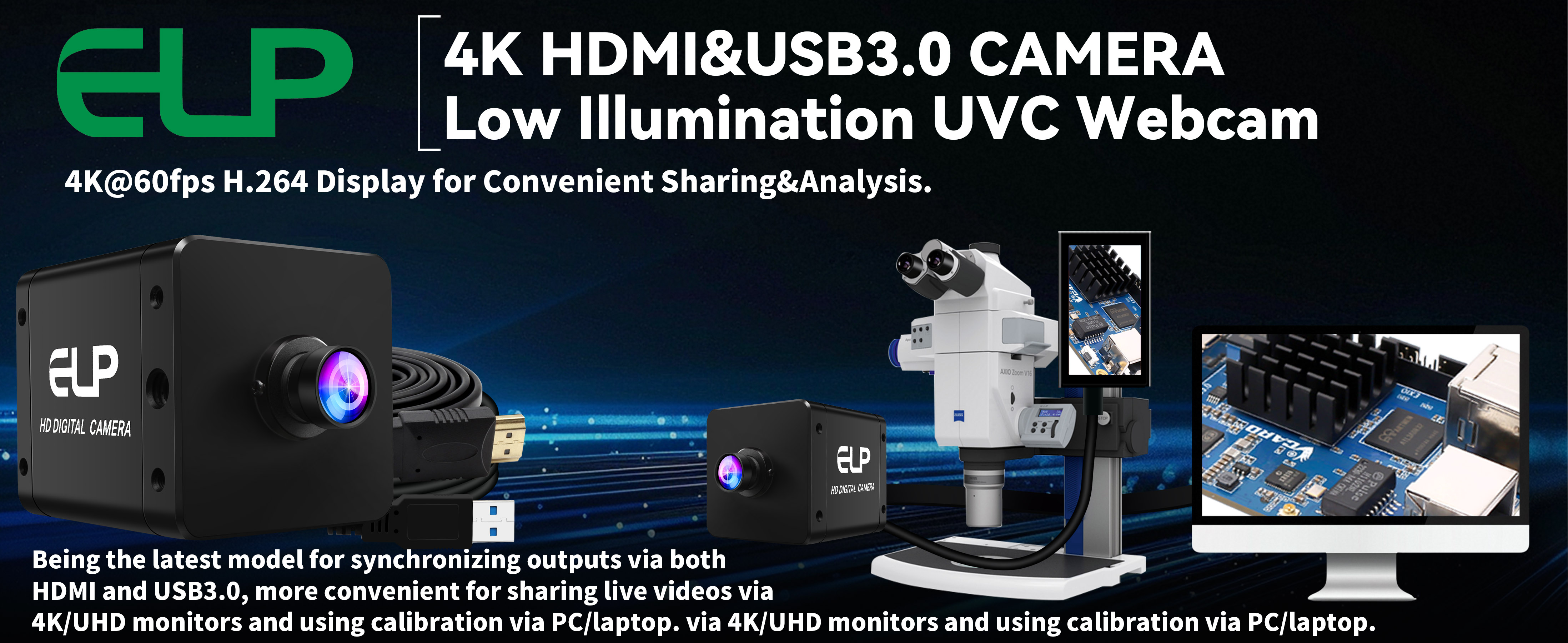 Amazon.com: ELP 4K 60fps USB3.0 HDMI Camera H.264 Wide Angle High